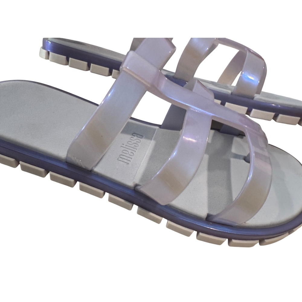 Melissa Harmonic Chrome Iridescent Purple Jelly Cage Sandals Vegan Size 9